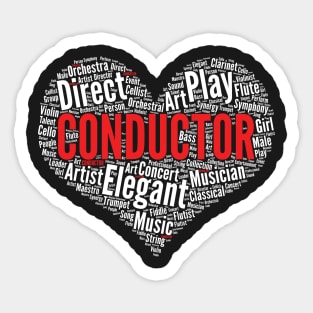 Composer Conductor Heart Shape Word Cloud Design graphic Sticker